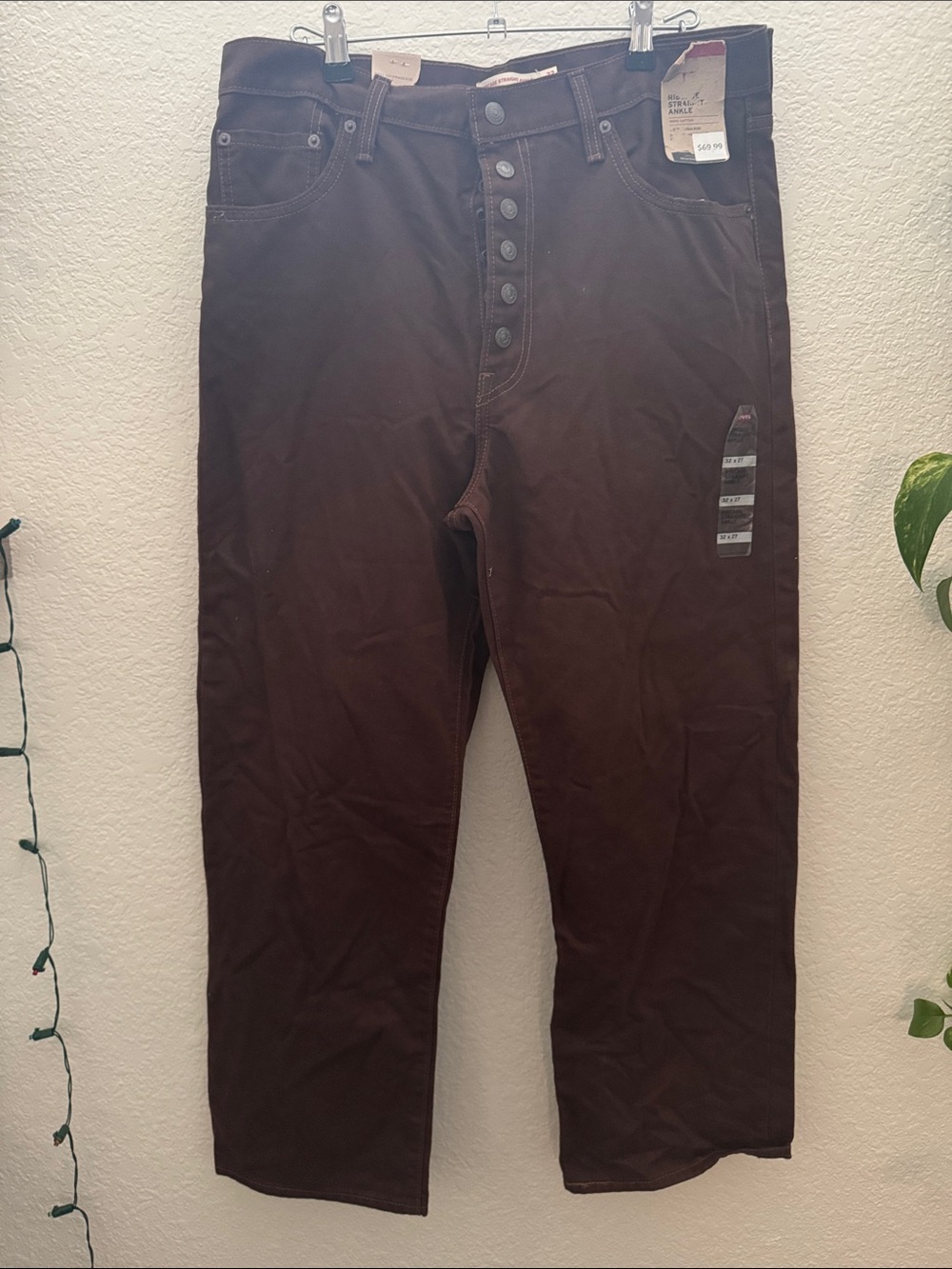 Levi’s Ribcage Straight Ankle Jeans NWT High Rise Brown 32x27